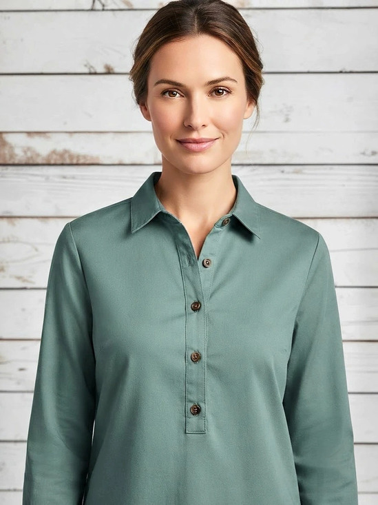 Lands' End Tops - Lands' End | Lyocell Button-Down Popover Top in Green | Size Small | NWT